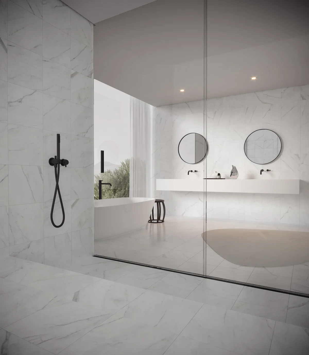 Marble-inspired tile