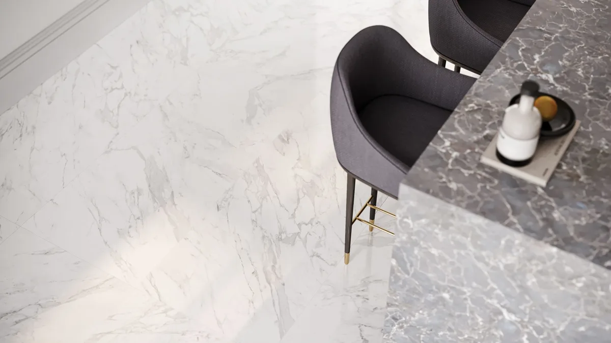Marble-inspired tile