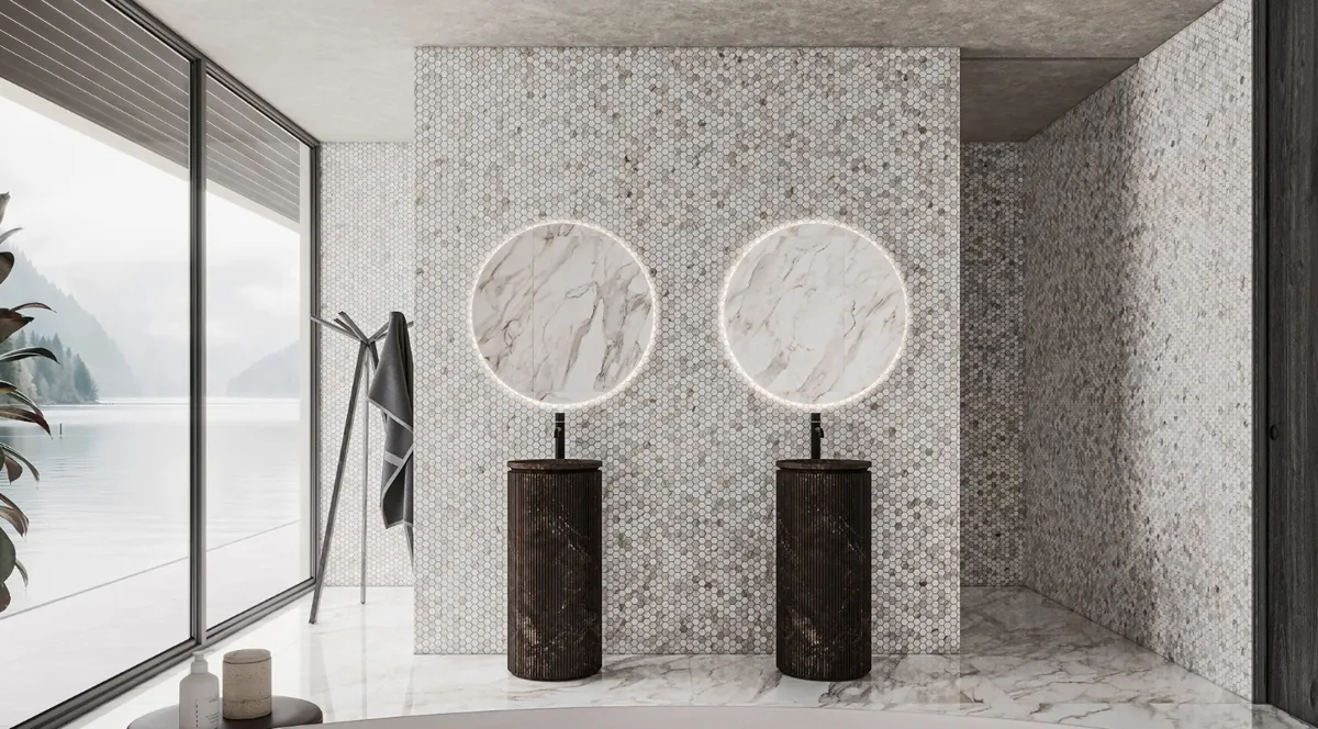 Marble-inspired tile